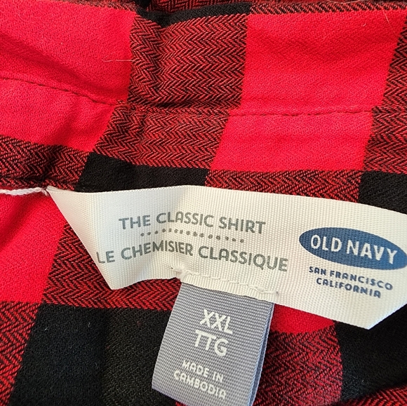 Size XXL Old Navy Red/Black plaid shirt - Picture 3 of 3